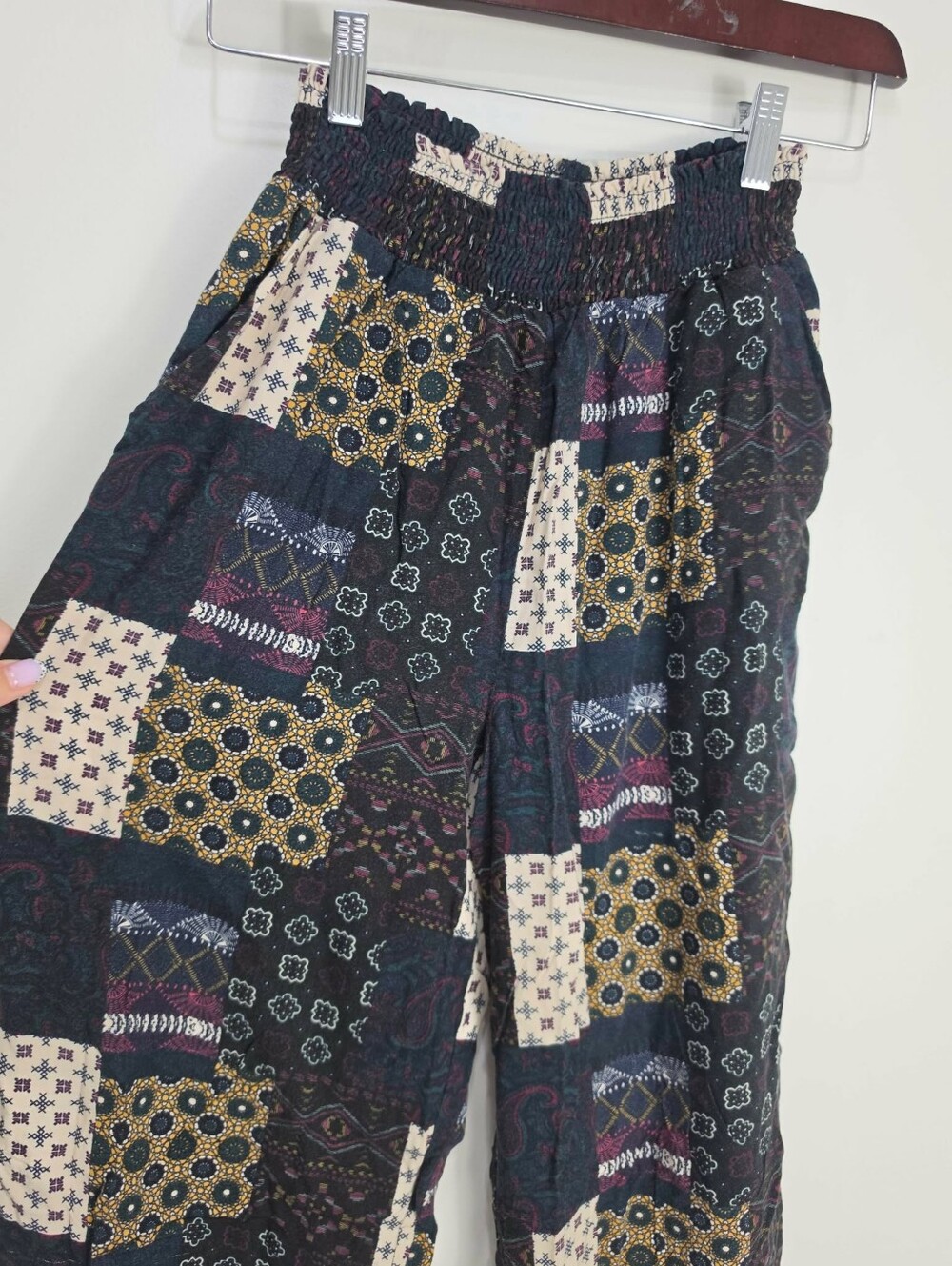 Twik Boho Patchwork Elastic Waist Harem Pants - - Picture 5 of 7